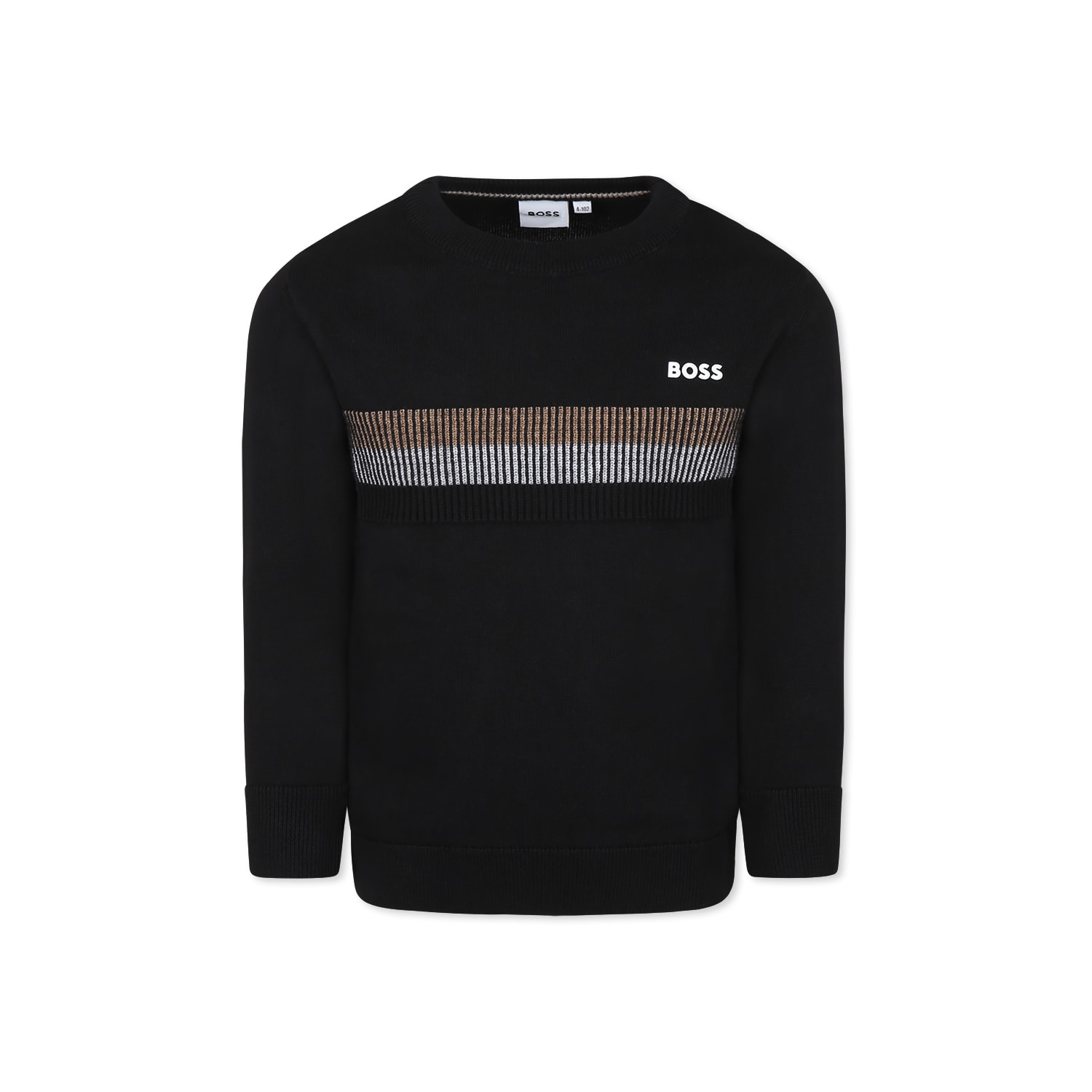 Hugo Boss Black Sweater For Boy With Logo In Black