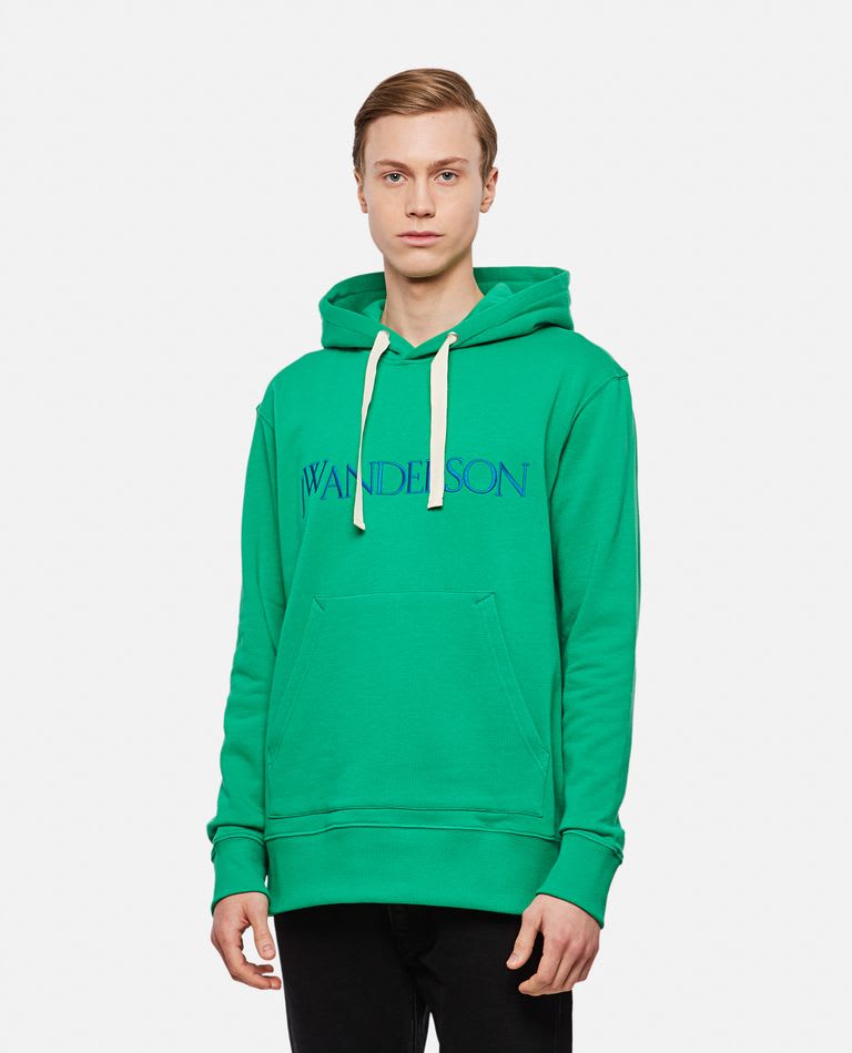 Jw Anderson Classic Logo Cotton Hoodie In Green