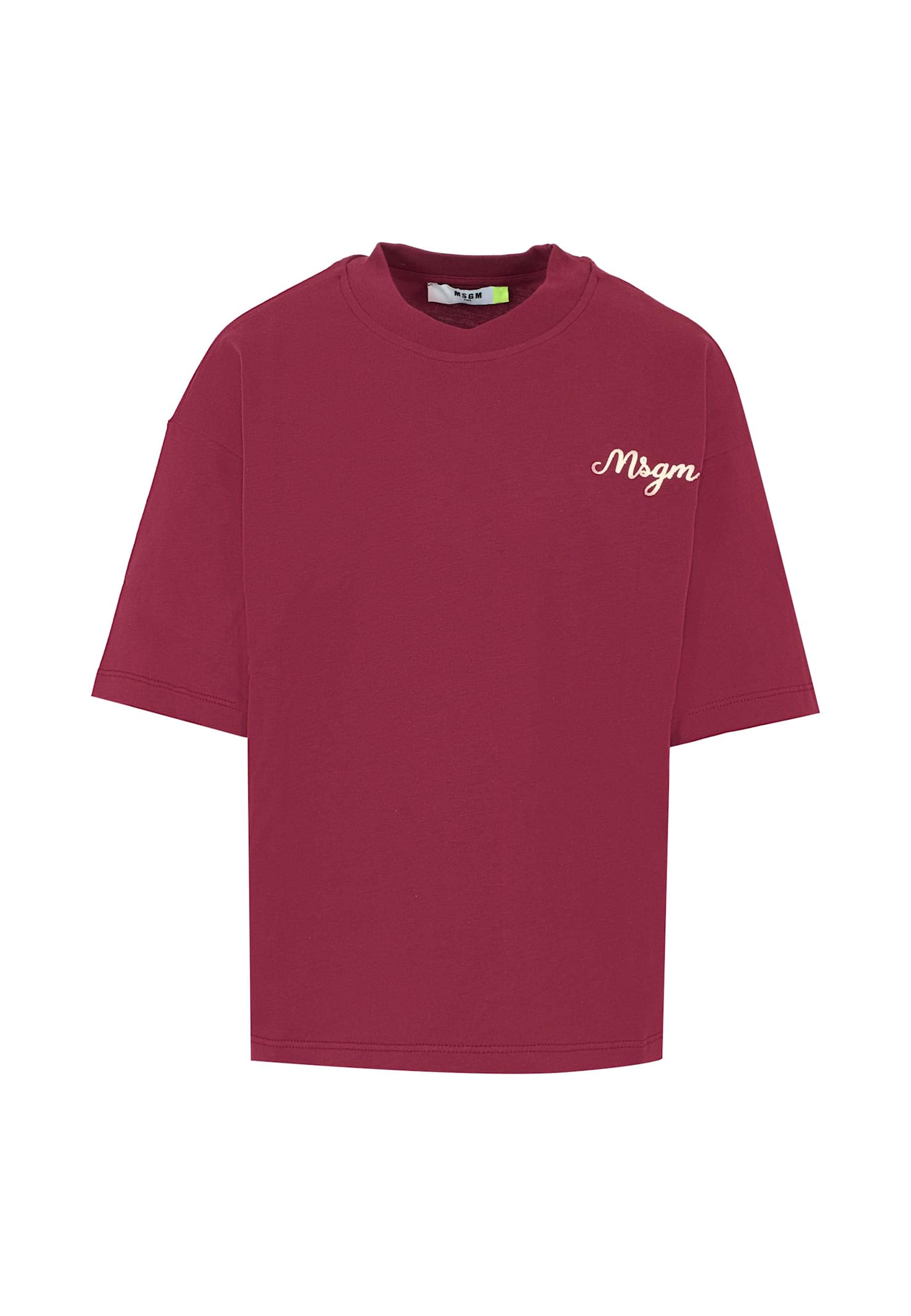 Msgm Burgundy T-shirt For Boy With Logo In Burgundy