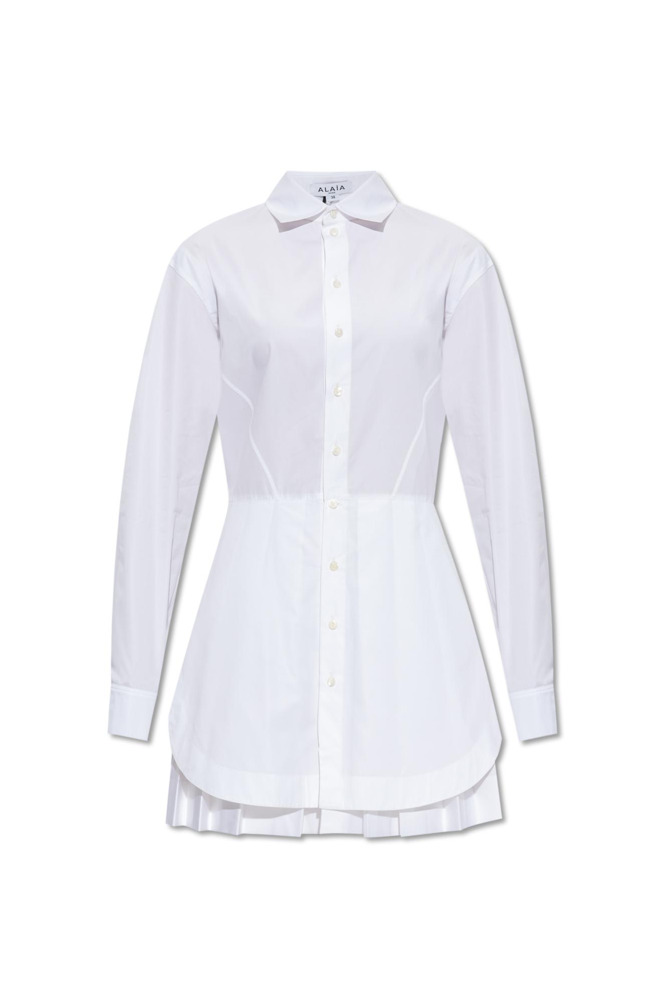 Shop Alaïa Ala Dress With Pleated Back In White