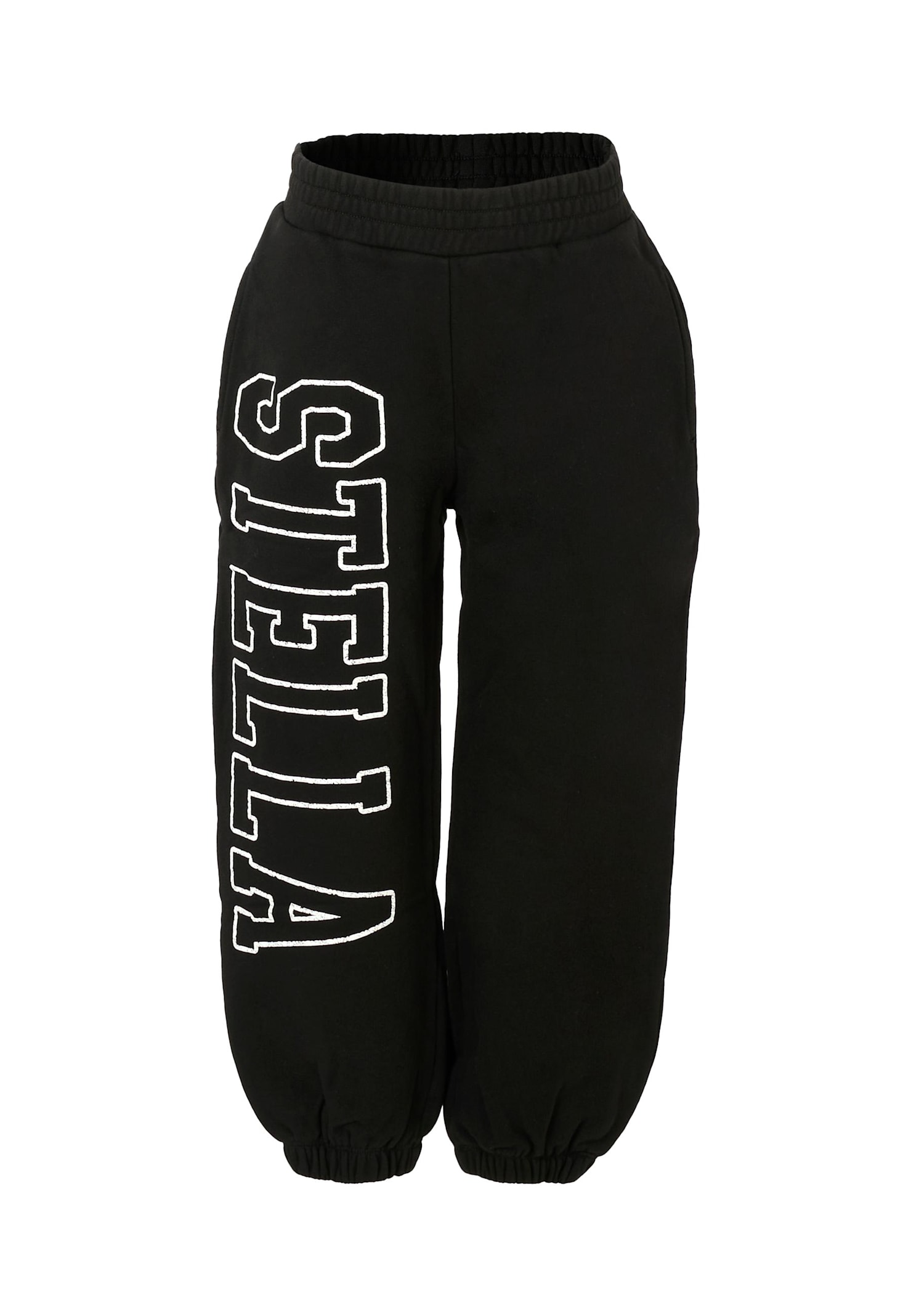 Stella Mccartney Black Sweatpants For Kids With White Logo In Black