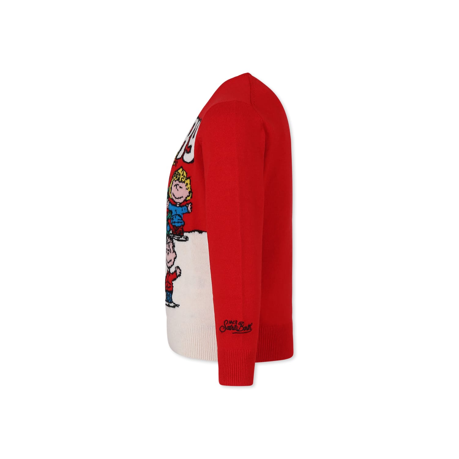 Mc2 Saint Barth Red Sweater For Boy With Peanuts Print In Red