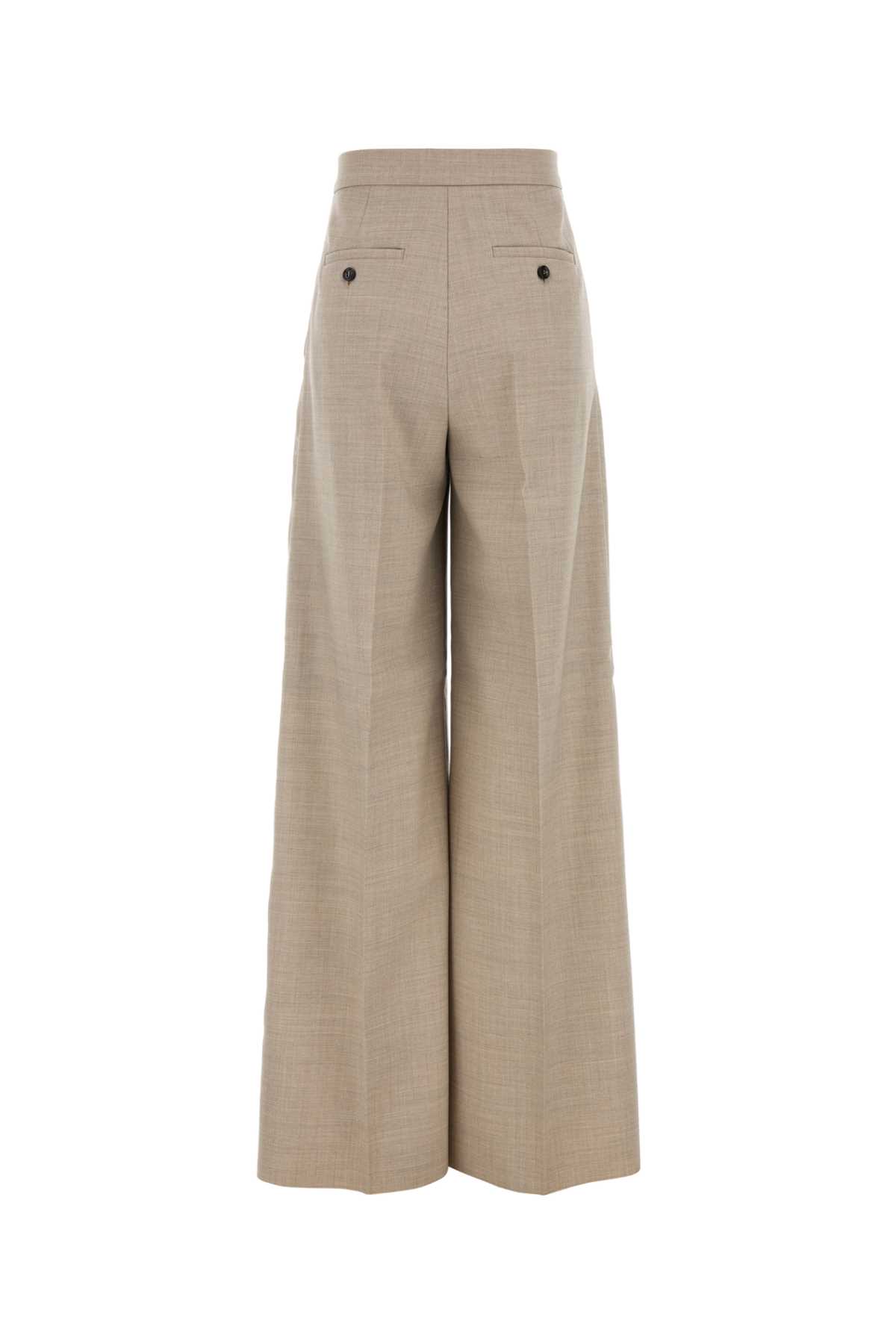 Shop Max Mara Cappuccino Wool Entrata Palazzo Pant In Beige