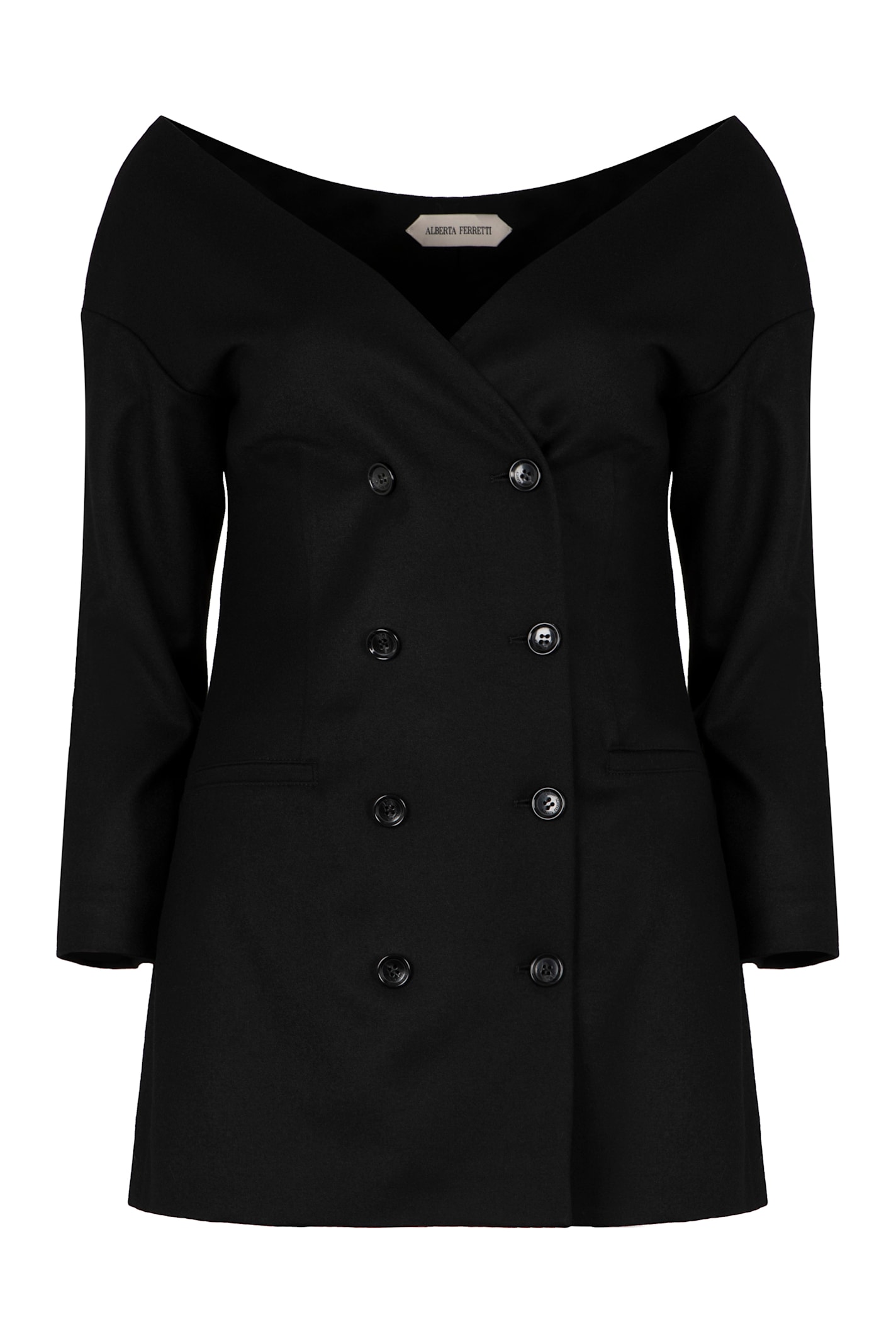 Alberta Ferretti Alberta Ferreti Double-breasted Virgin Wool Jacket In Multi