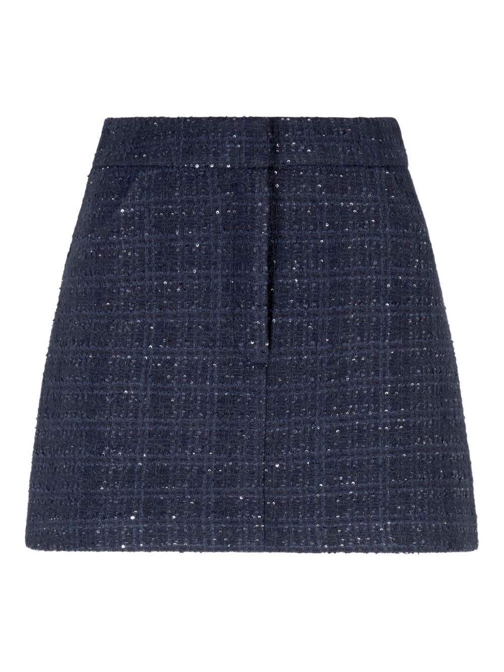 Emporio Armani Lurex Tweed Mini Skirt With Micro Sequins In Blue