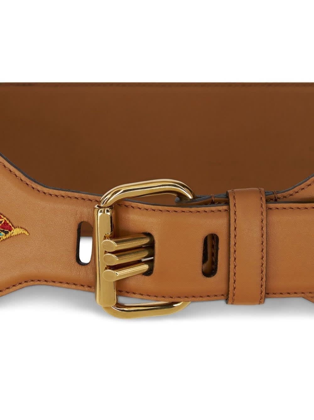 Shop Etro Embroidered Brown Leather Belt In Bruciato