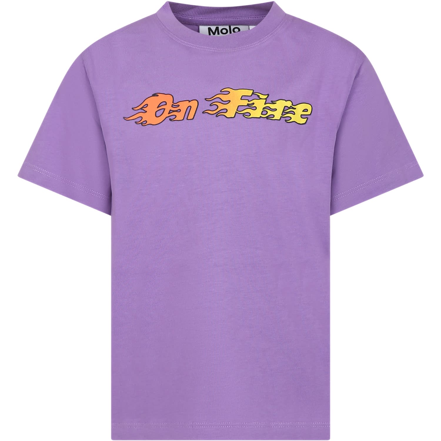 Molo Kids' Purple T-shirt For Boy With Writing In Violet