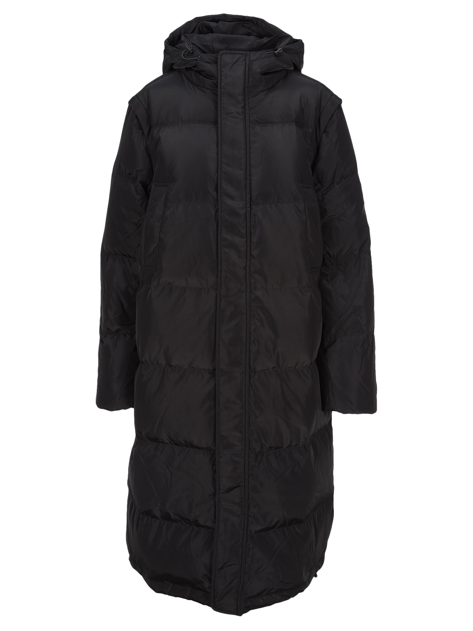 Ganni Tech Down Coat In Black ModeSens