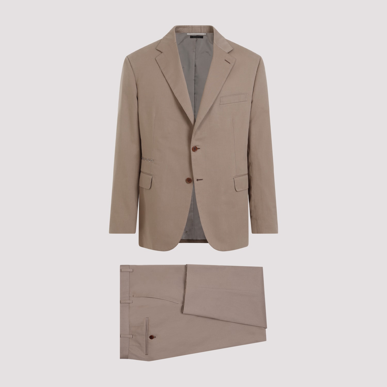 Shop Brioni Cotton Suit In Beige