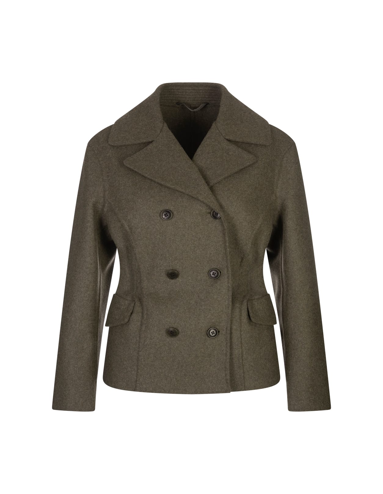 Ermanno Scervino Green Wool Double-breasted Short Coat