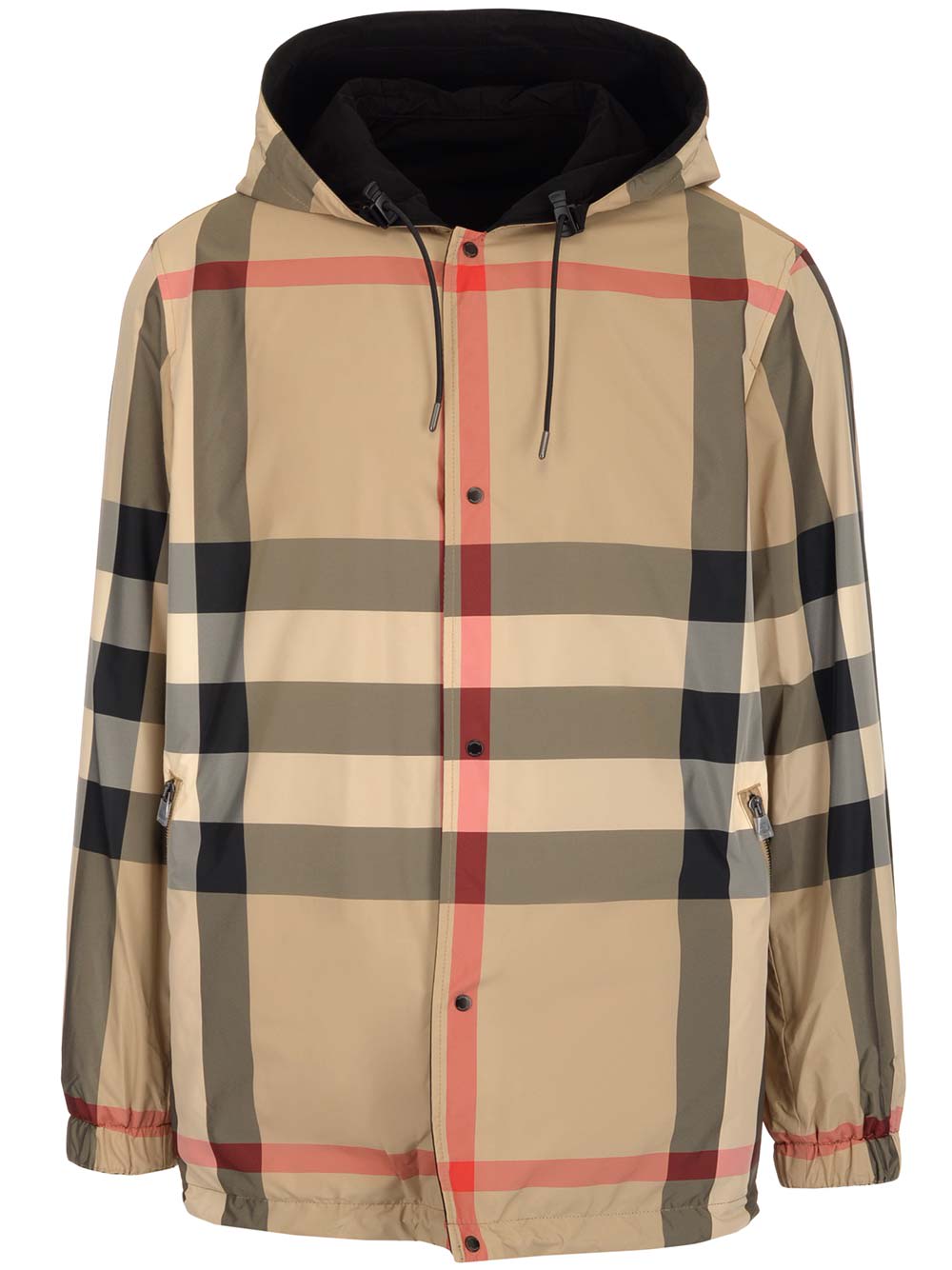 Burberry Check-pattern Reversible Hooded Jacket In Black