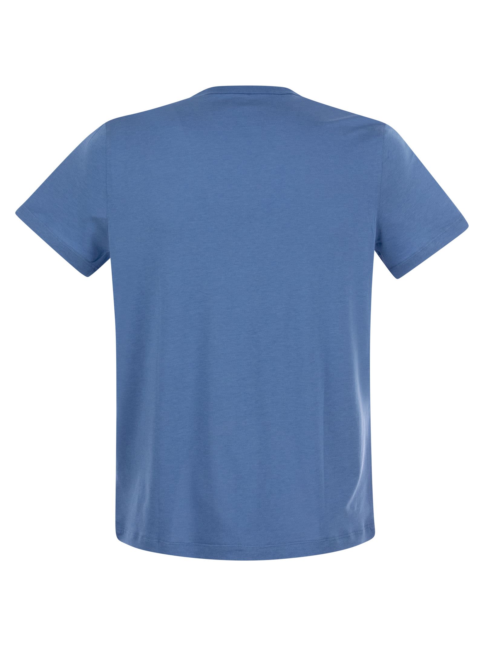 Shop Majestic Crew-neck T-shirt In Lyocell And Cotton In Light Blue
