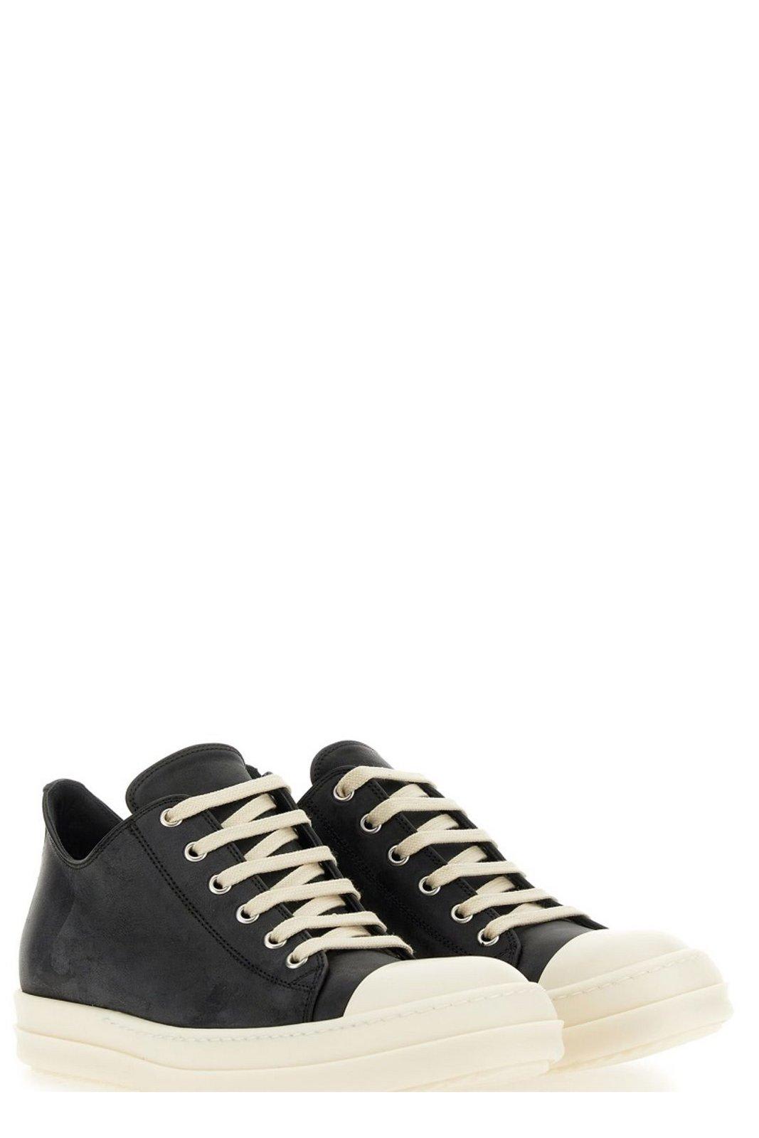 Shop Rick Owens Round-toe Lace-up Sneakers In Nero