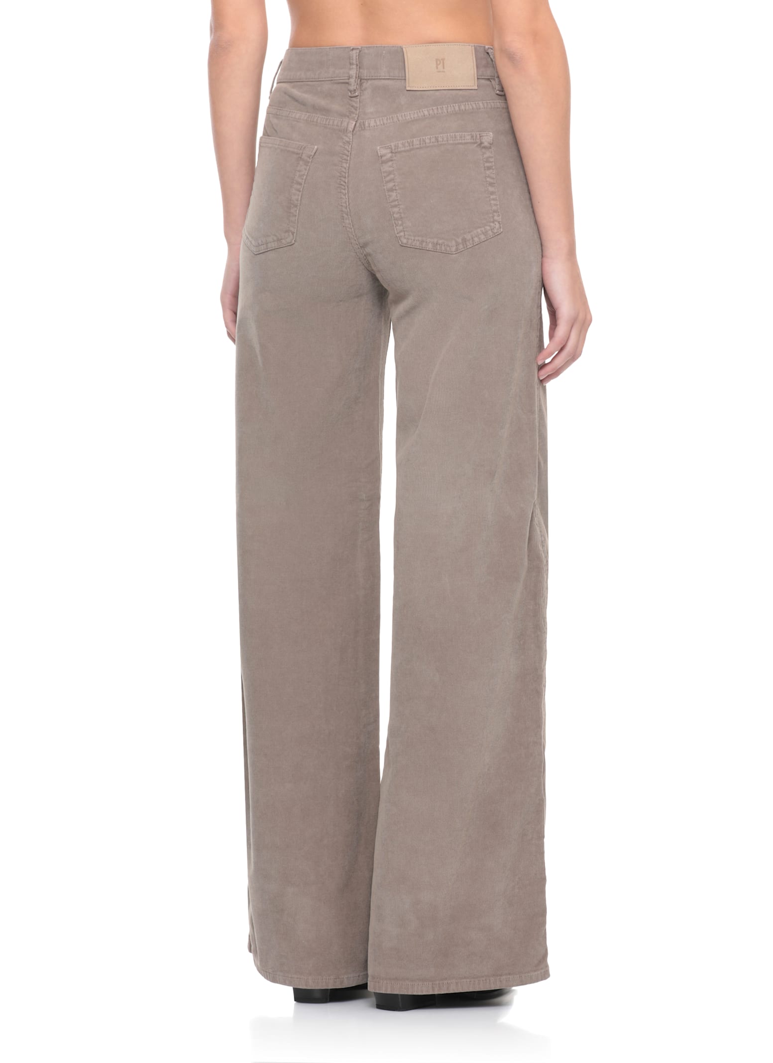 Pt Torino Wide Leg Denim Trousers Pockets In Brown