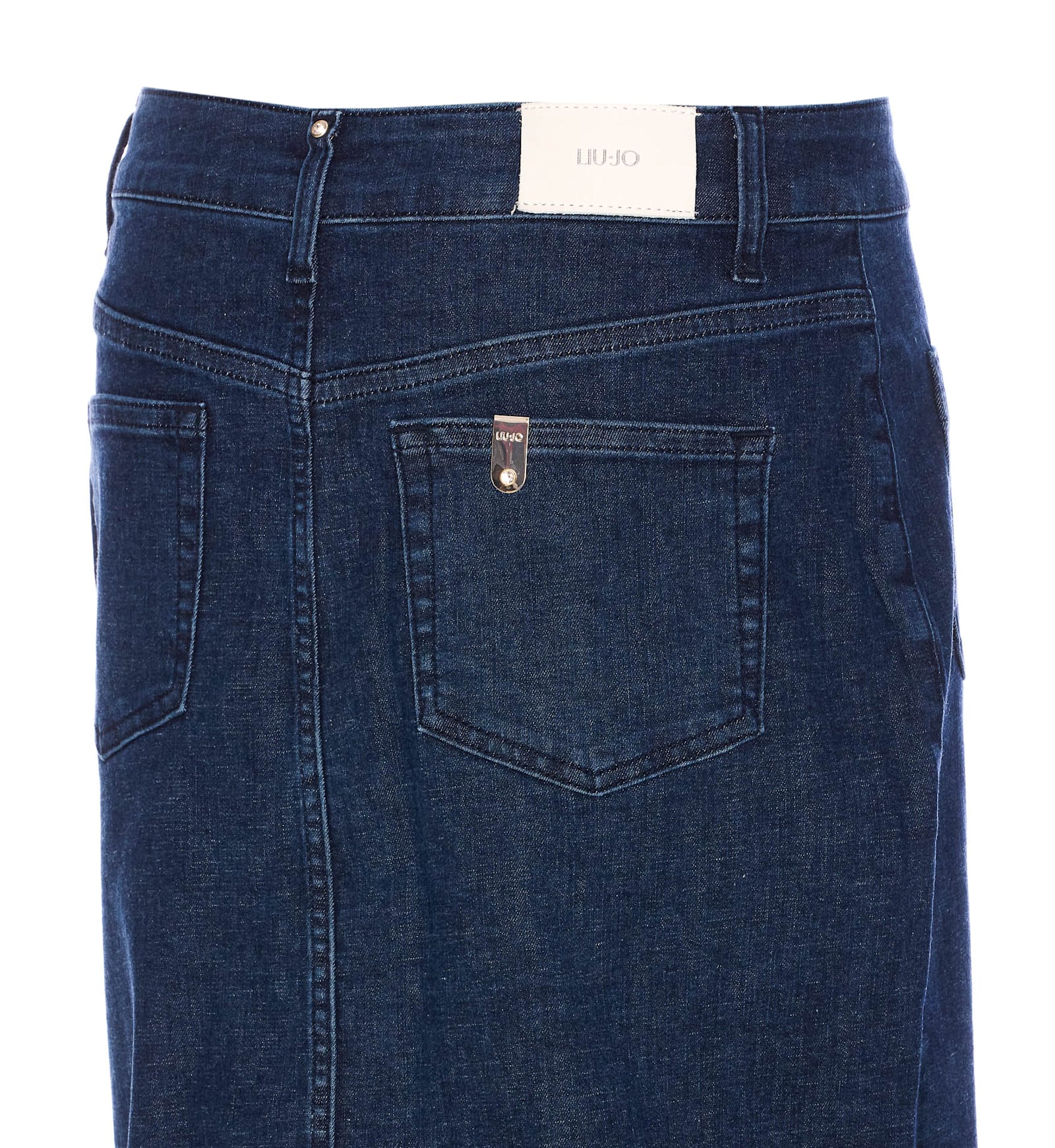 Liu •jo Button-down Denim Skirt In Blue