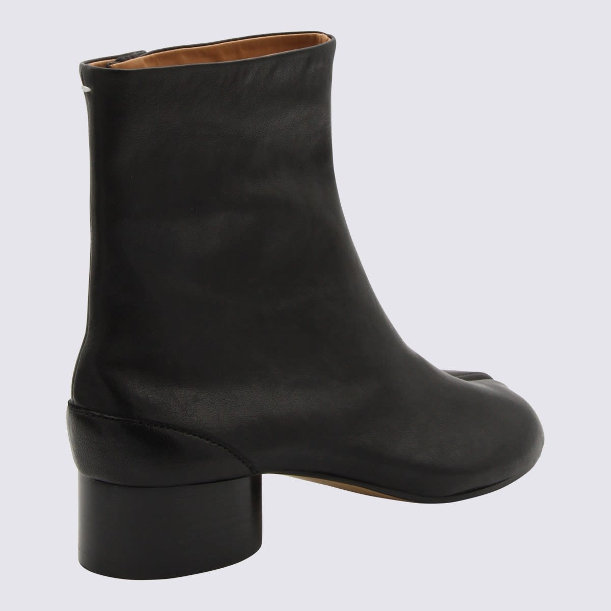 Shop Maison Margiela Black Leather Tabi Ankle Boots