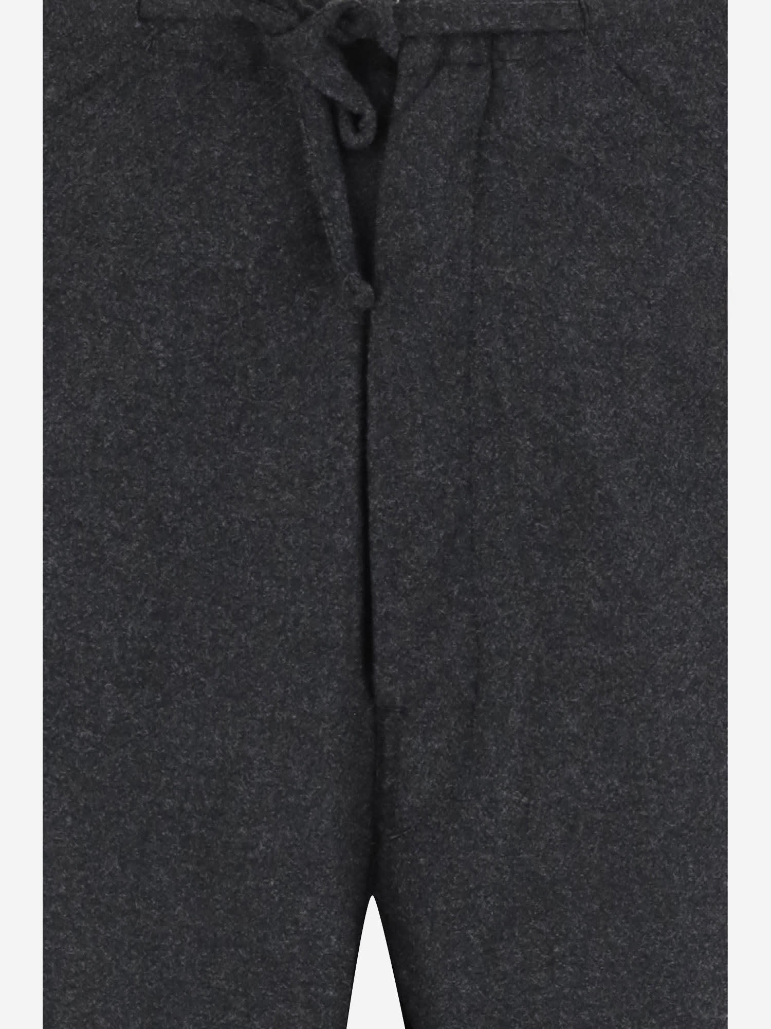 Darkpark Oversized Wool Trousers With Drawstring In Gray