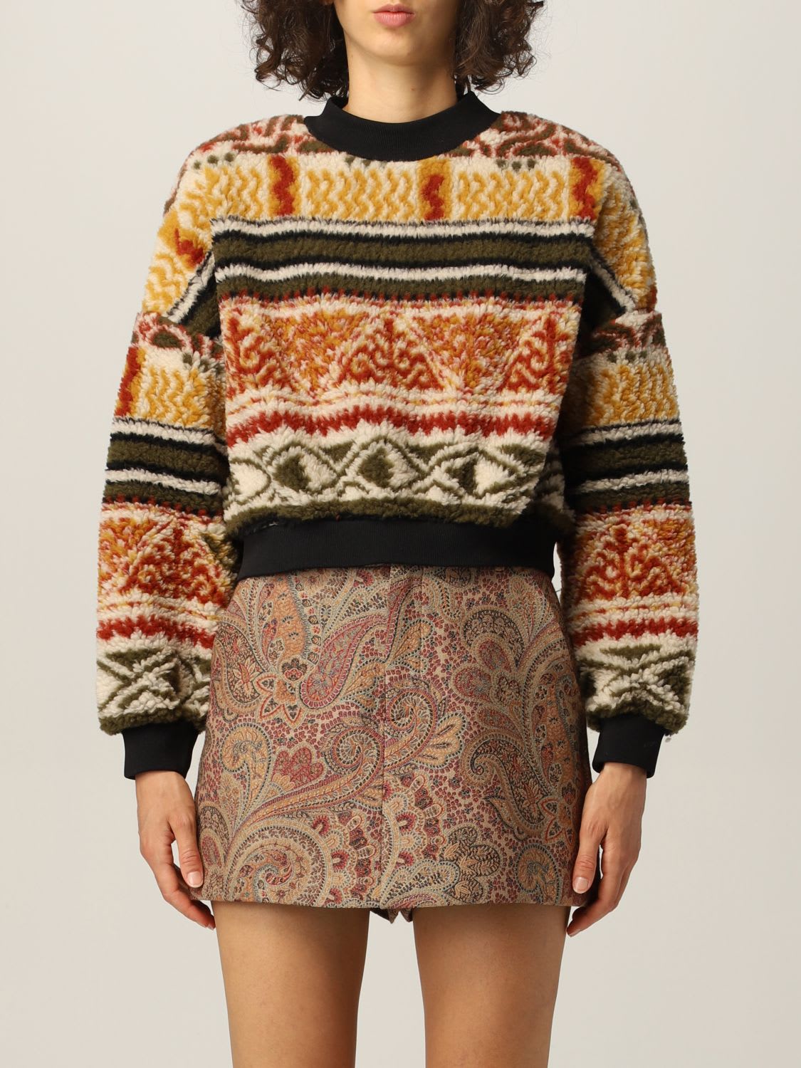 Etro Sweatshirt Etro Sweater In Wool Blend With Geometric Patterns