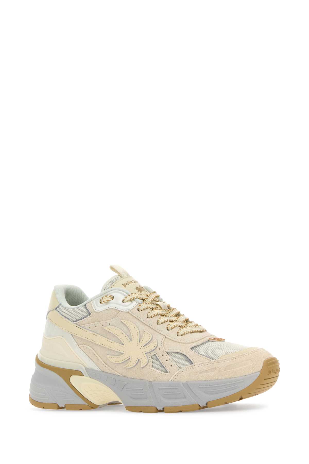 Palm Angels Multicolor Leather And Fabric Pa 4 Sneakers In Beigebei