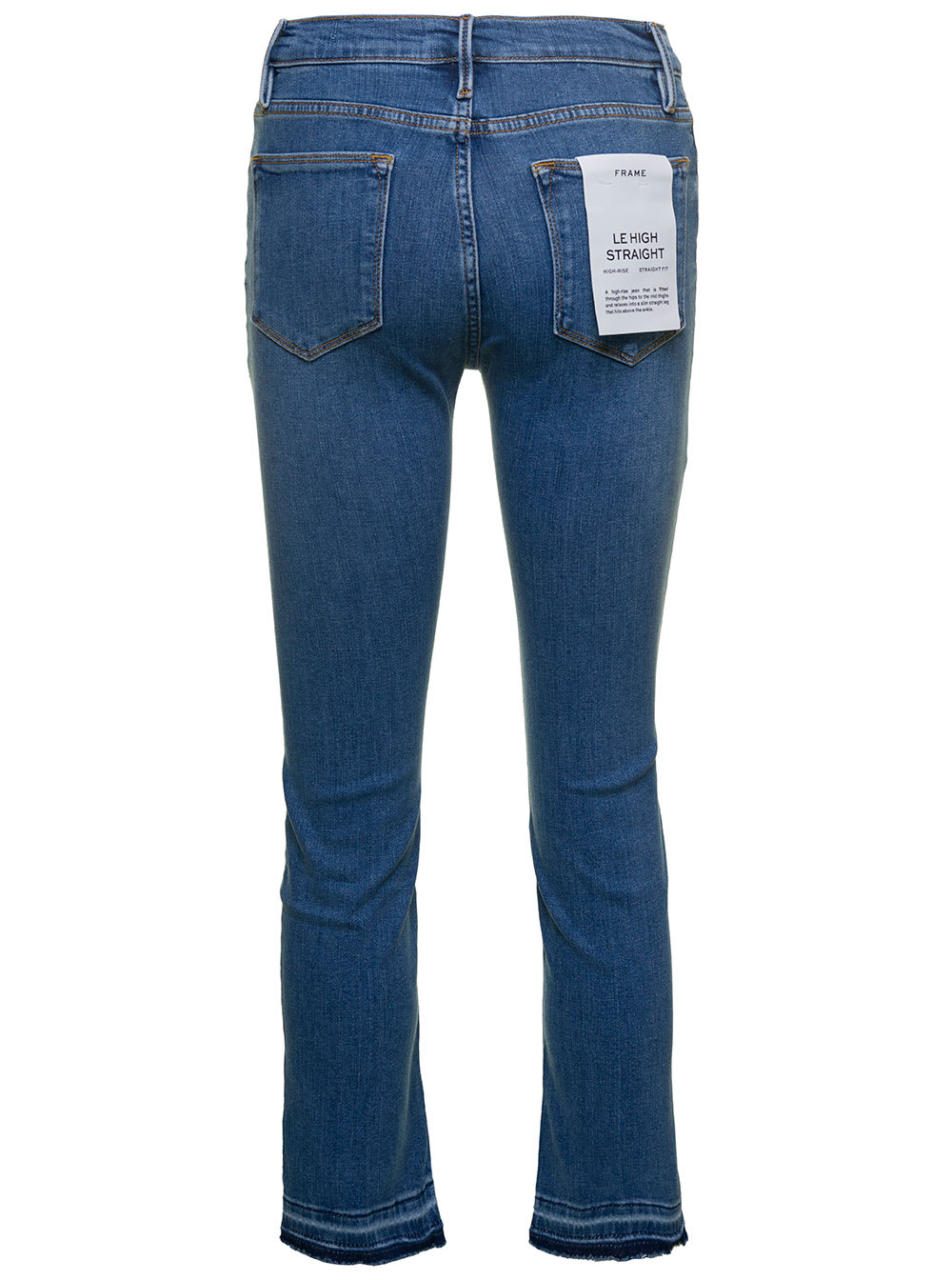 Shop Frame Le High Straight Blue Five-pocket Style Jeans In Cotton Blend Denim Woman