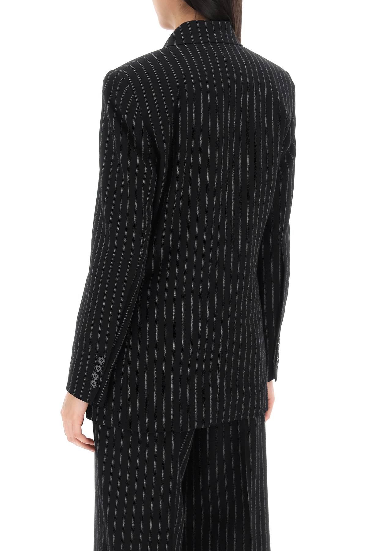 Shop Ami Alexandre Mattiussi Double-breasted Pinstripe In Noir Craie (black)