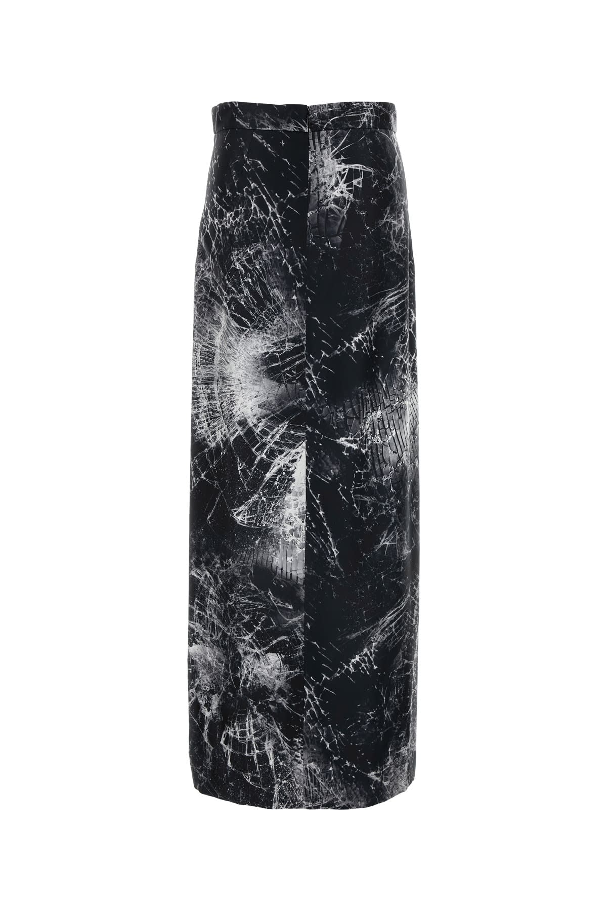 Alexander Mcqueen Smashed Screen Double Slit Skirt In Black