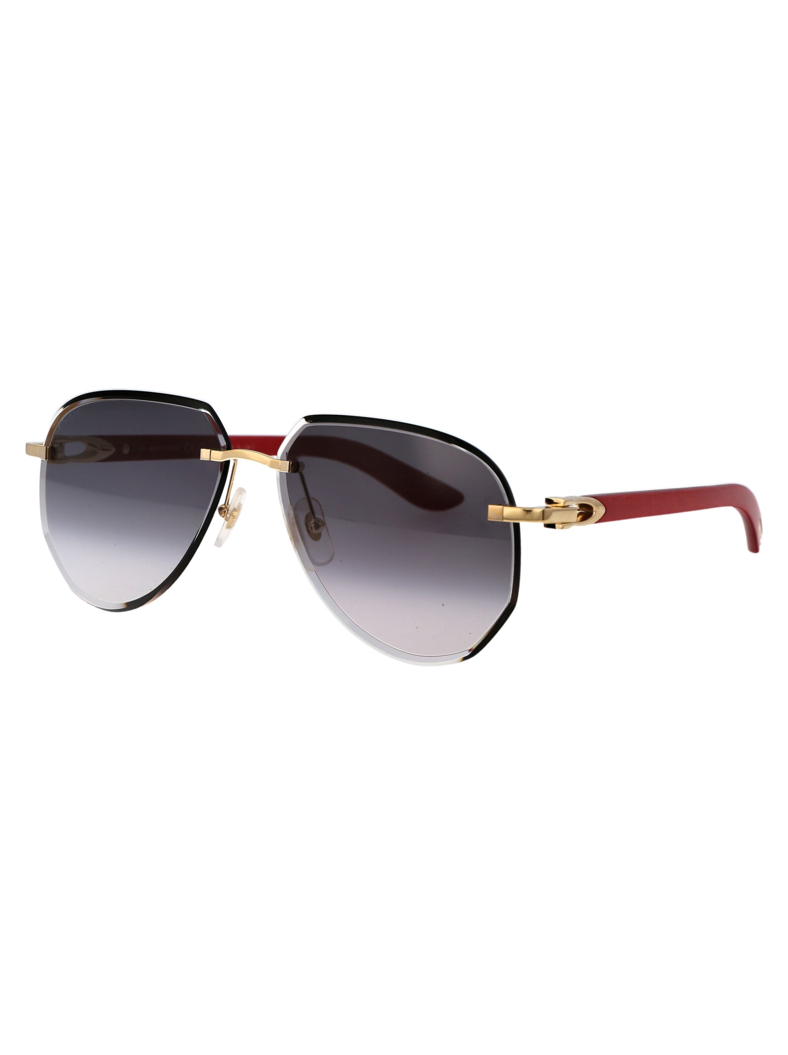 Shop Cartier Ct0440s Sunglasses In 003 Gold Red Grey