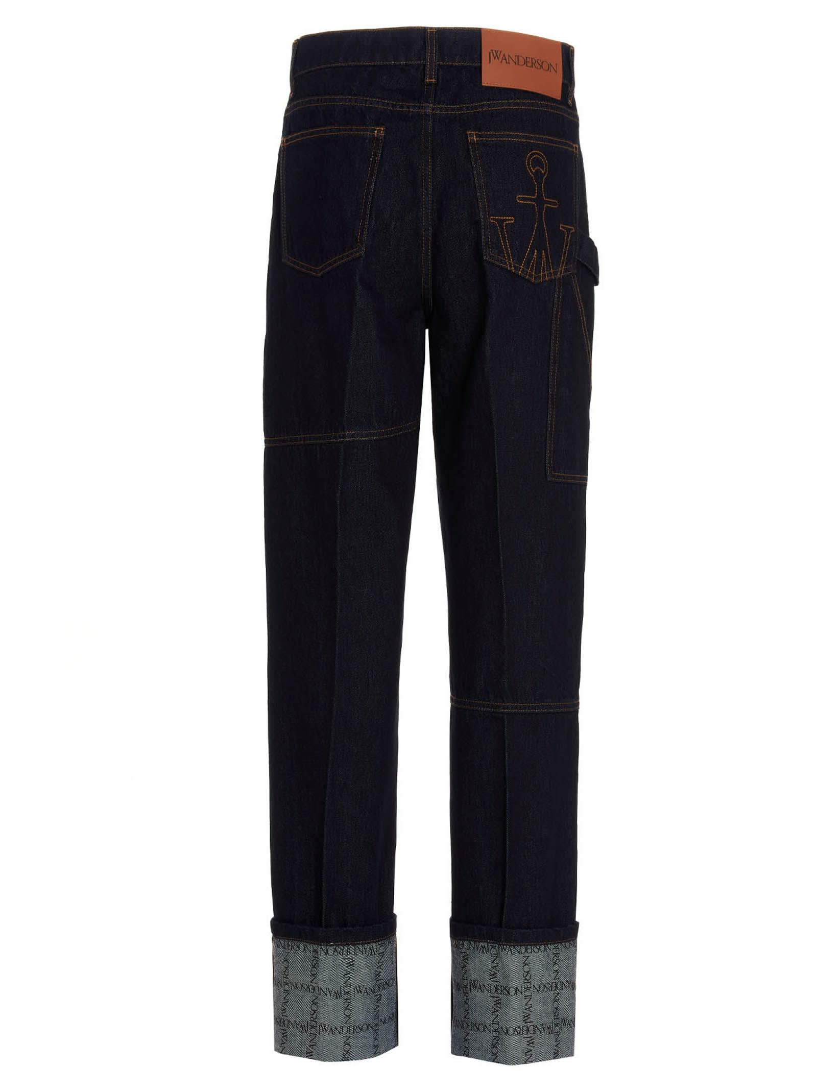 Jw Anderson J.w. Anderson Logo Grid Turn Up Workwear Jeans In Blue