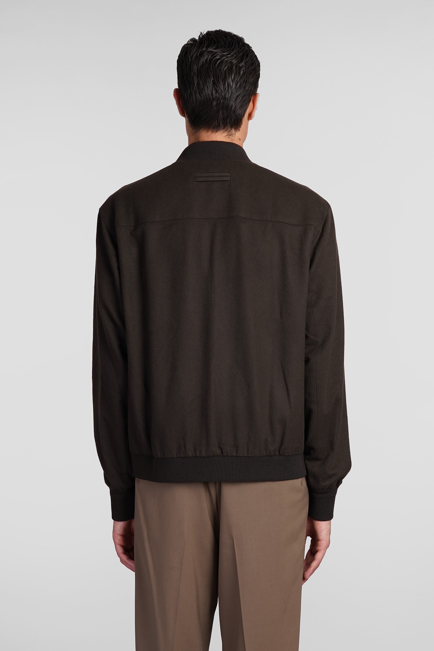 Shop Zegna Bomber In Brown Cashmere