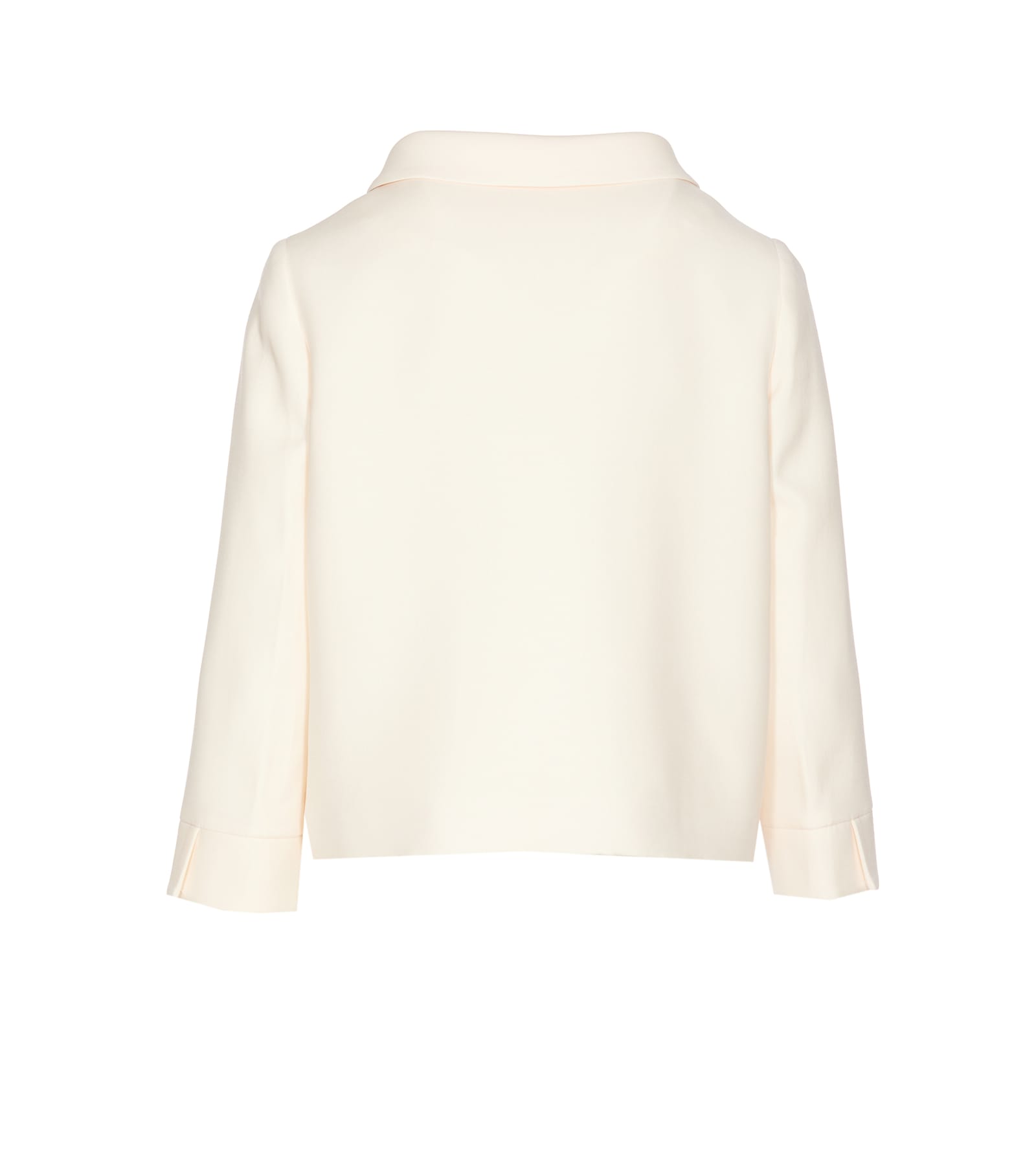 Valentino Garavani White Jacket With Spread Collar And Front Jewel Button In Wool And Silk Woman In White