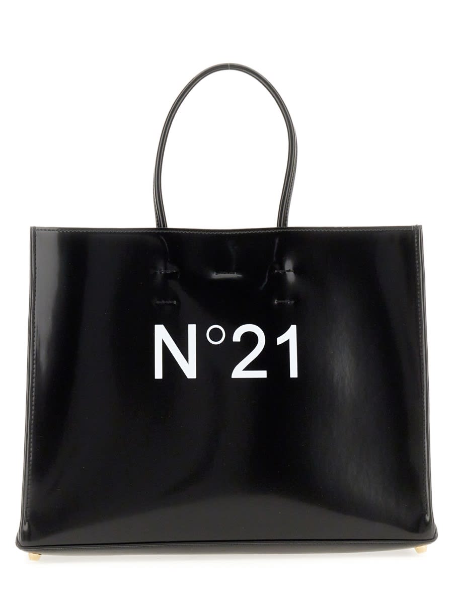 N°21 Shopper Bag With Logo In Black