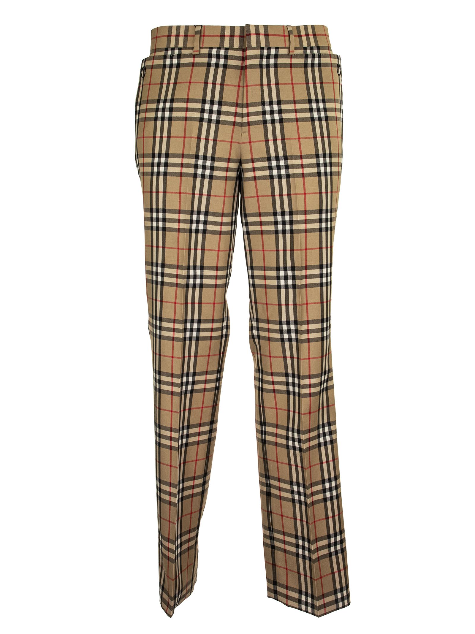 BURBERRY VINTAGE CHECK TAILORED TROUSERS FLAP TRS ARC. BEIGE,11255123