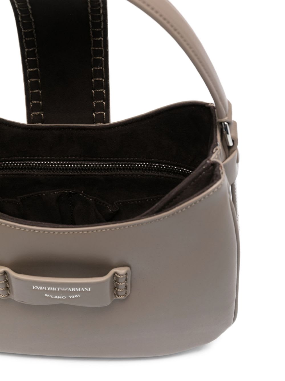 Emporio Armani Small Leather Shoulder Bag In Gray