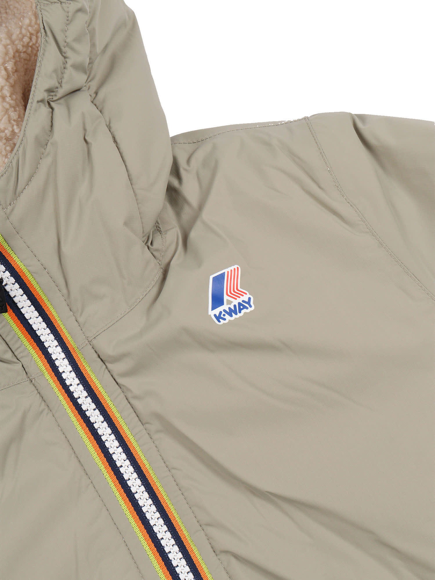 K-way P. Le Vrai 4.0 Eiffel Orsetto Down Jacket In Gray