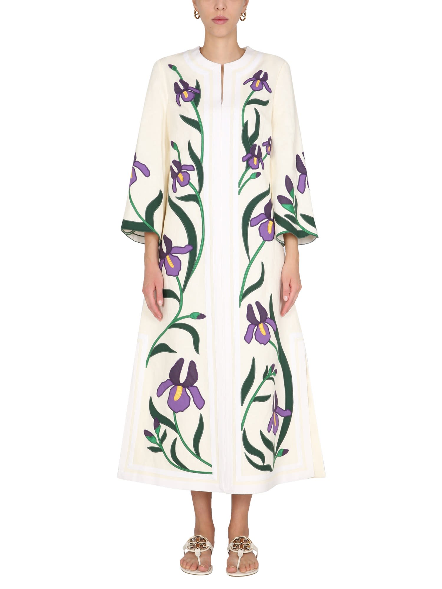 Tory Burch Caftan With Iris Embroidered