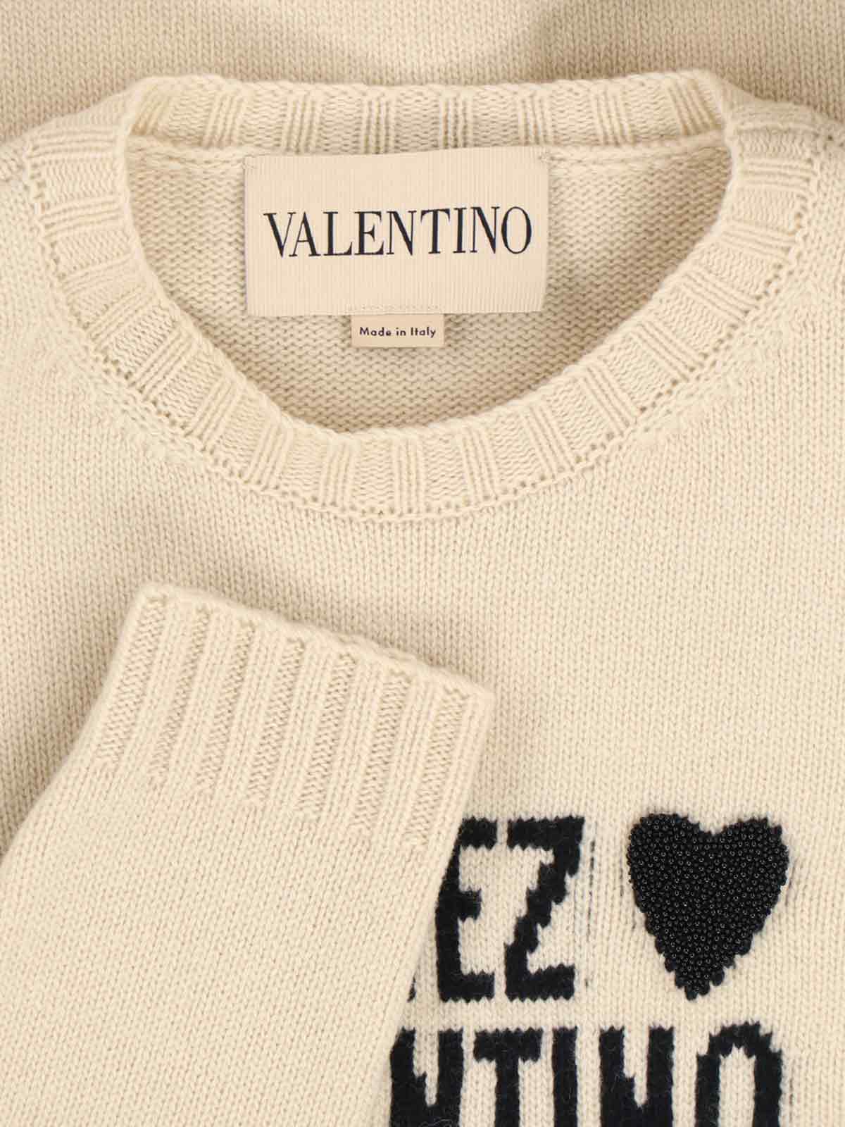 Valentino Graphic Print Long Sleeve Crew Neck Knitwear In Multi