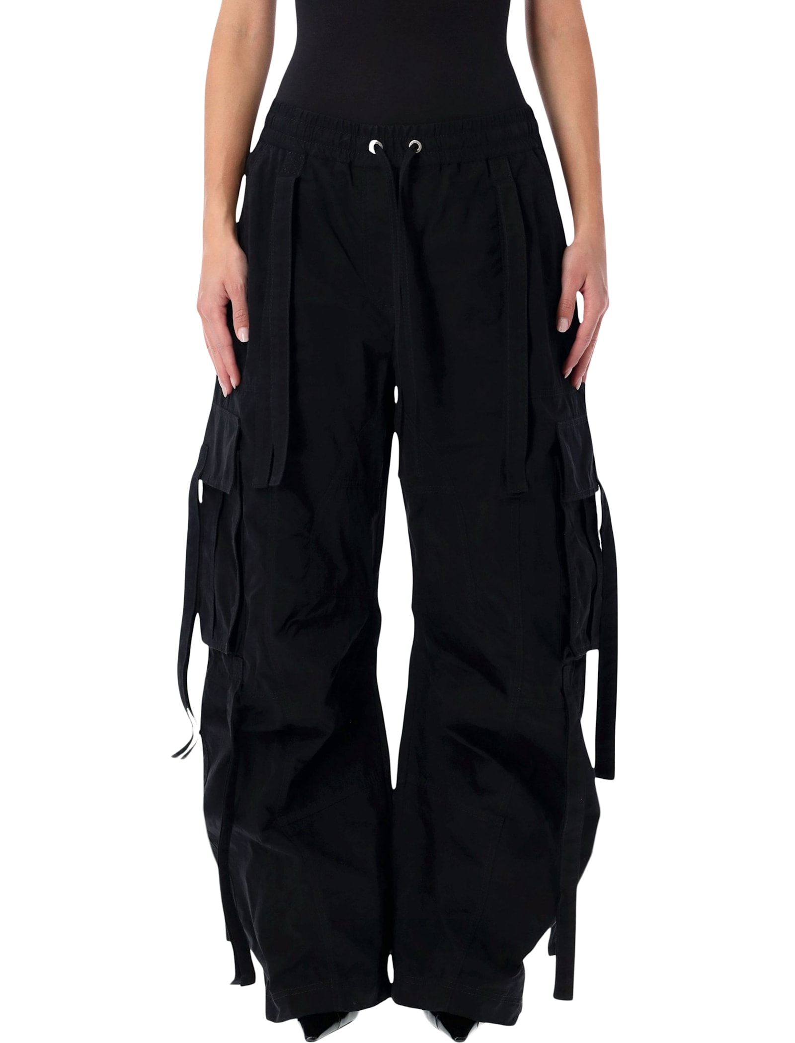 Dolce & Gabbana Black Waxed Faille Cargo Trousers In Black