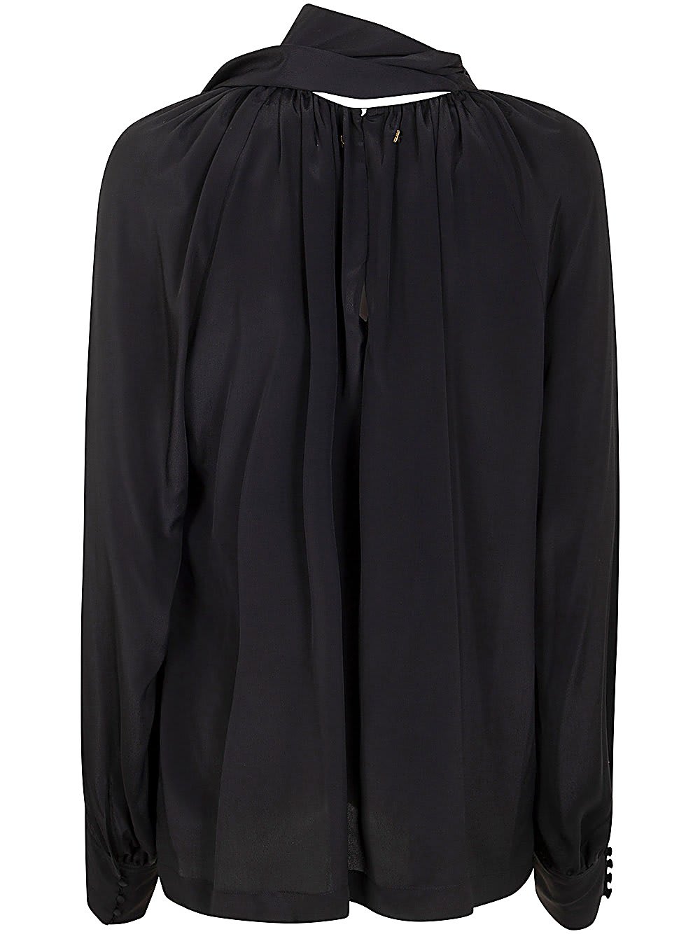 Shop Golden Goose Maria Tied-collar Mock-neck Blouse In Black