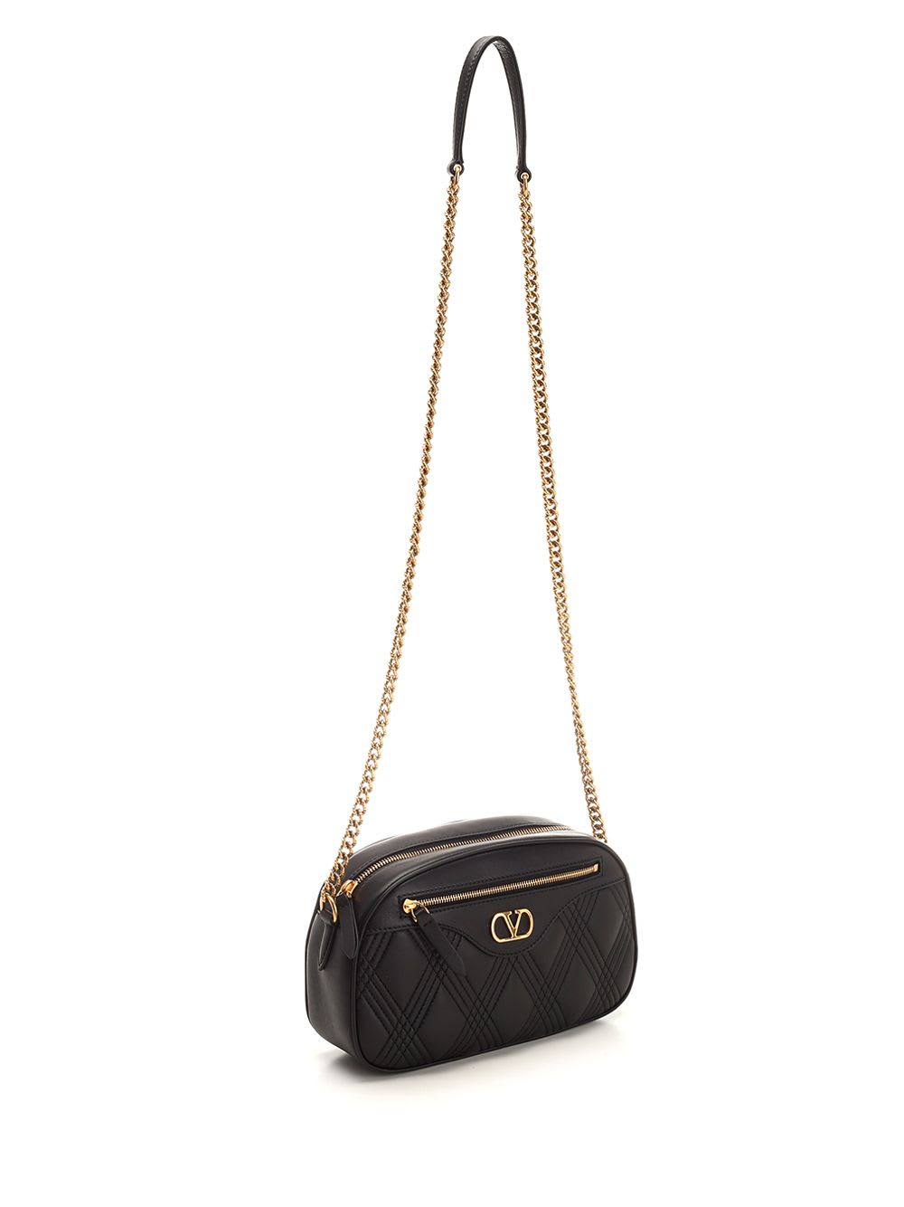 Valentino Quilted Shoulder Bag With In Black