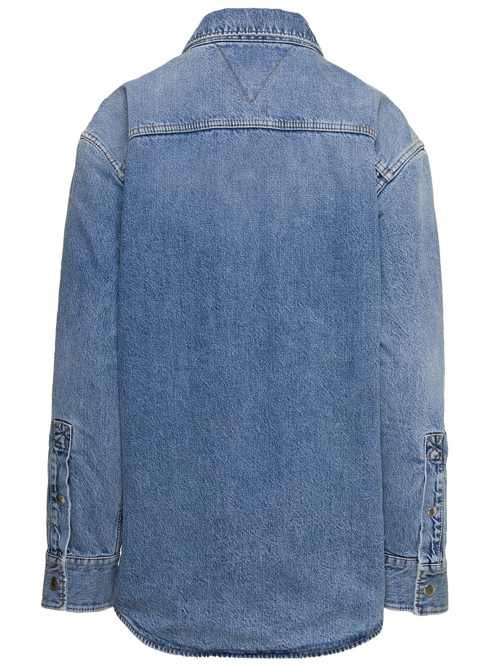 Shop Bottega Veneta Indigo Medium Washing Vintage Shirt With Patch Pockets In Cotton Denim Woman In Blu