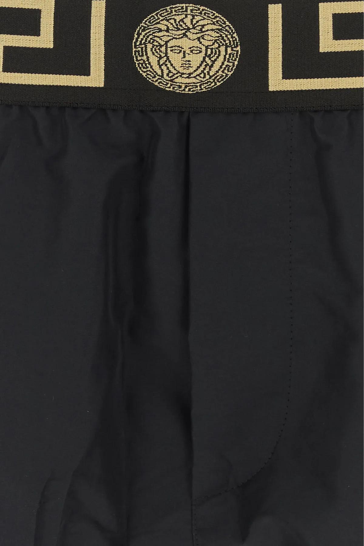 Shop Versace Black Polyester Swimming Shorts In Nero