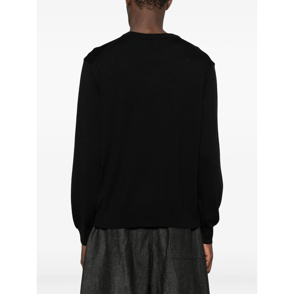 Maison Kitsuné Wool Crewneck Sweater Featuring Fox Design In Black