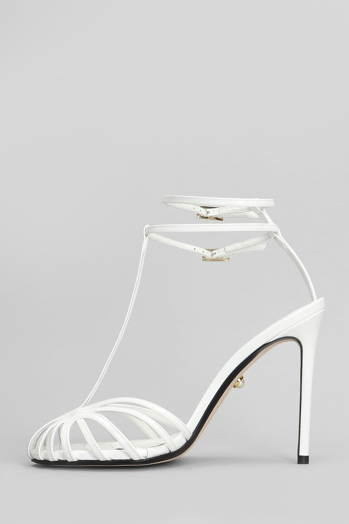 Alevì Ally 095 Sandals In White Patent Leather In White