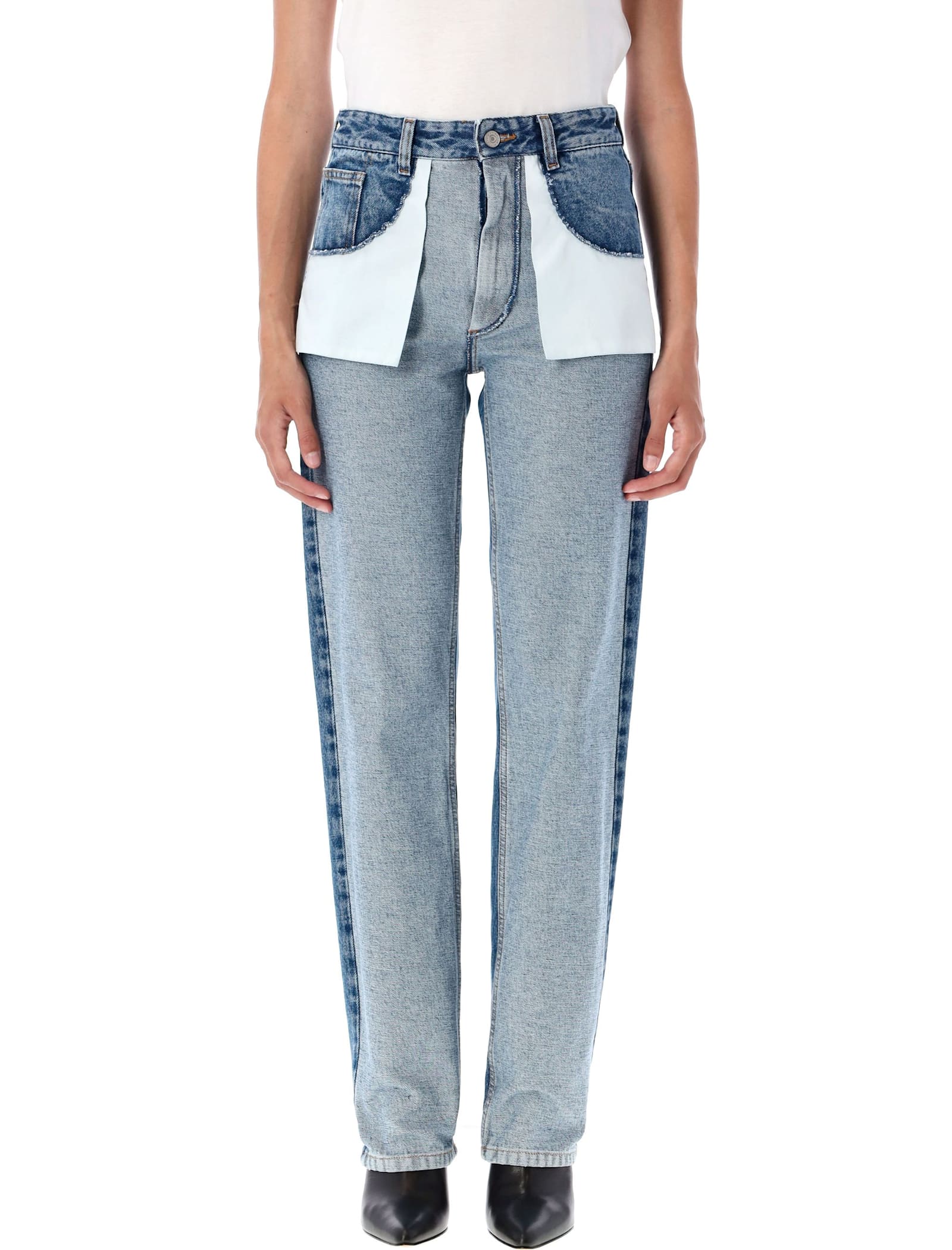 Mm6 Maison Margiela Reversed Front Jeans In Blue
