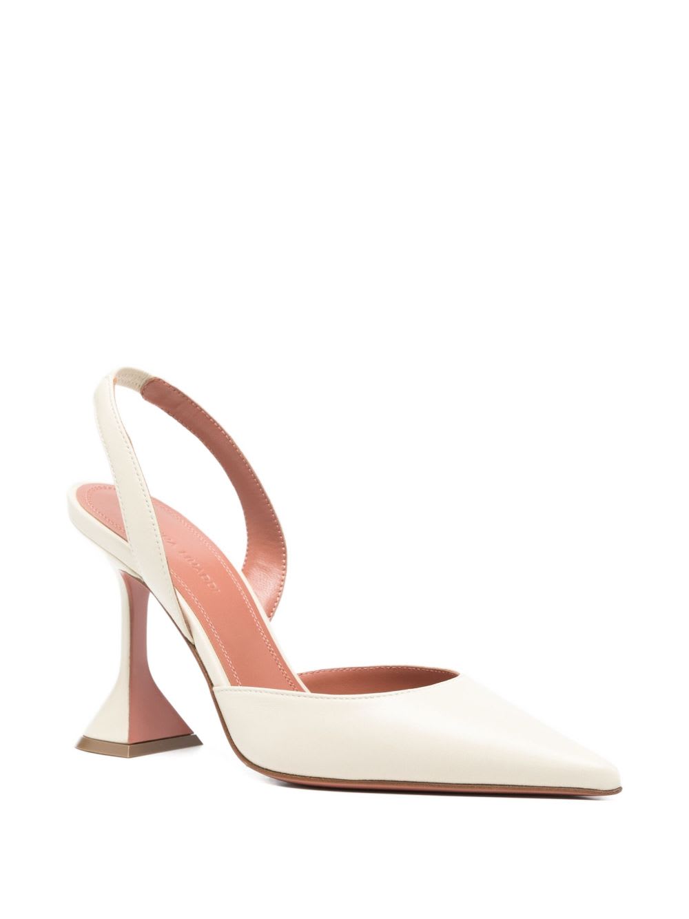 Amina Muaddi Sculptural Heel Leather Slingback Pumps In Sand
