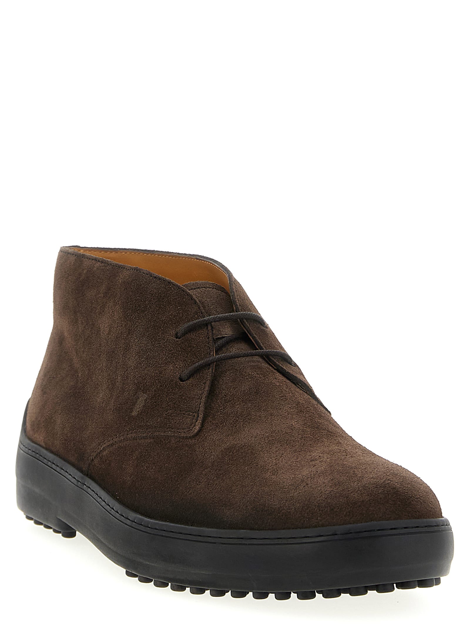 Tod's Brown Suede Desert Boots With Lace-up Closure And Gommini Sole In Brown