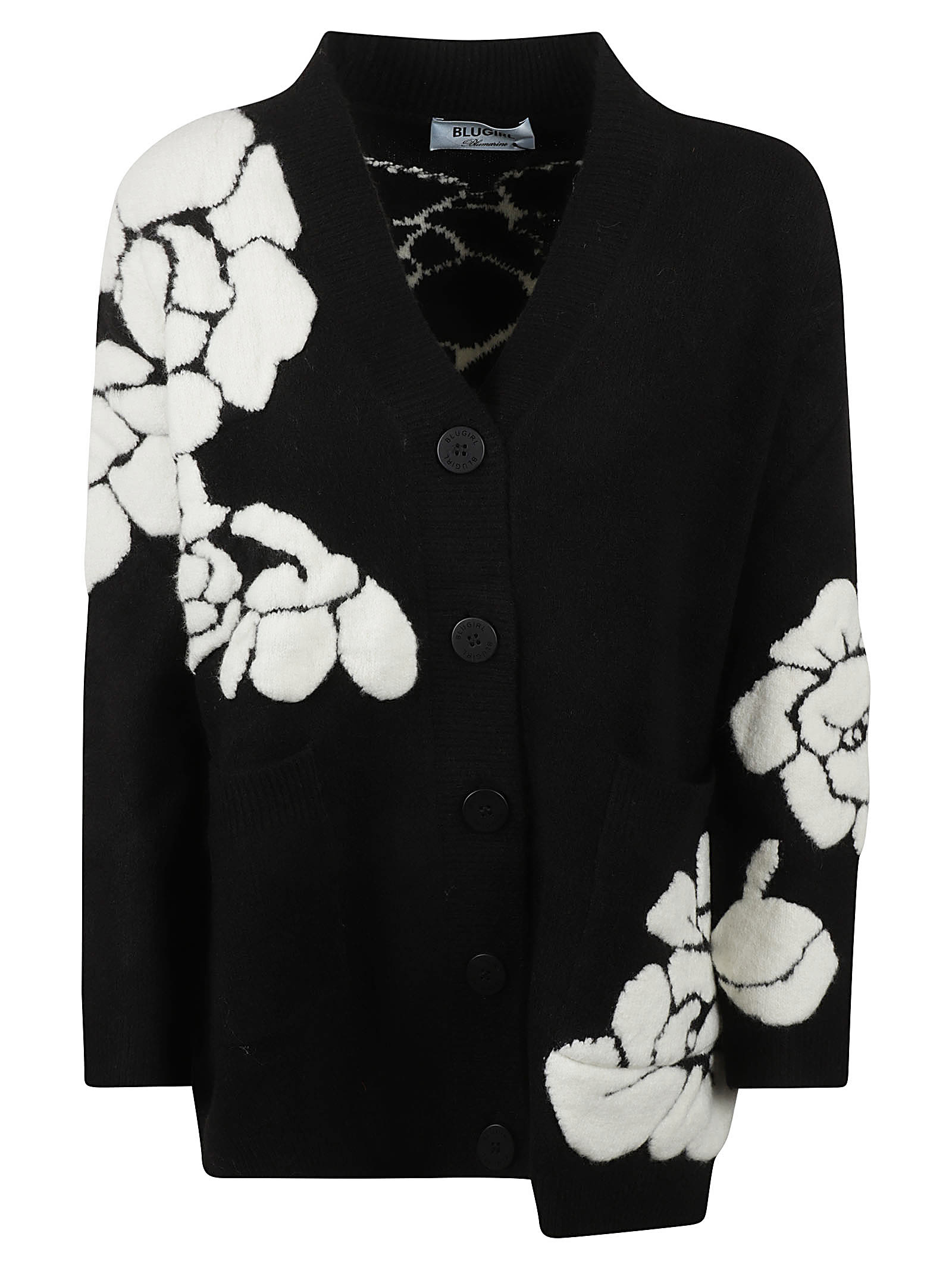 Blugirl Floral Oversized Cardigan In White/black