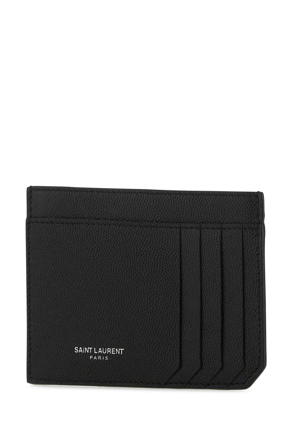 Shop Saint Laurent Black Leather Card Holder In 1000