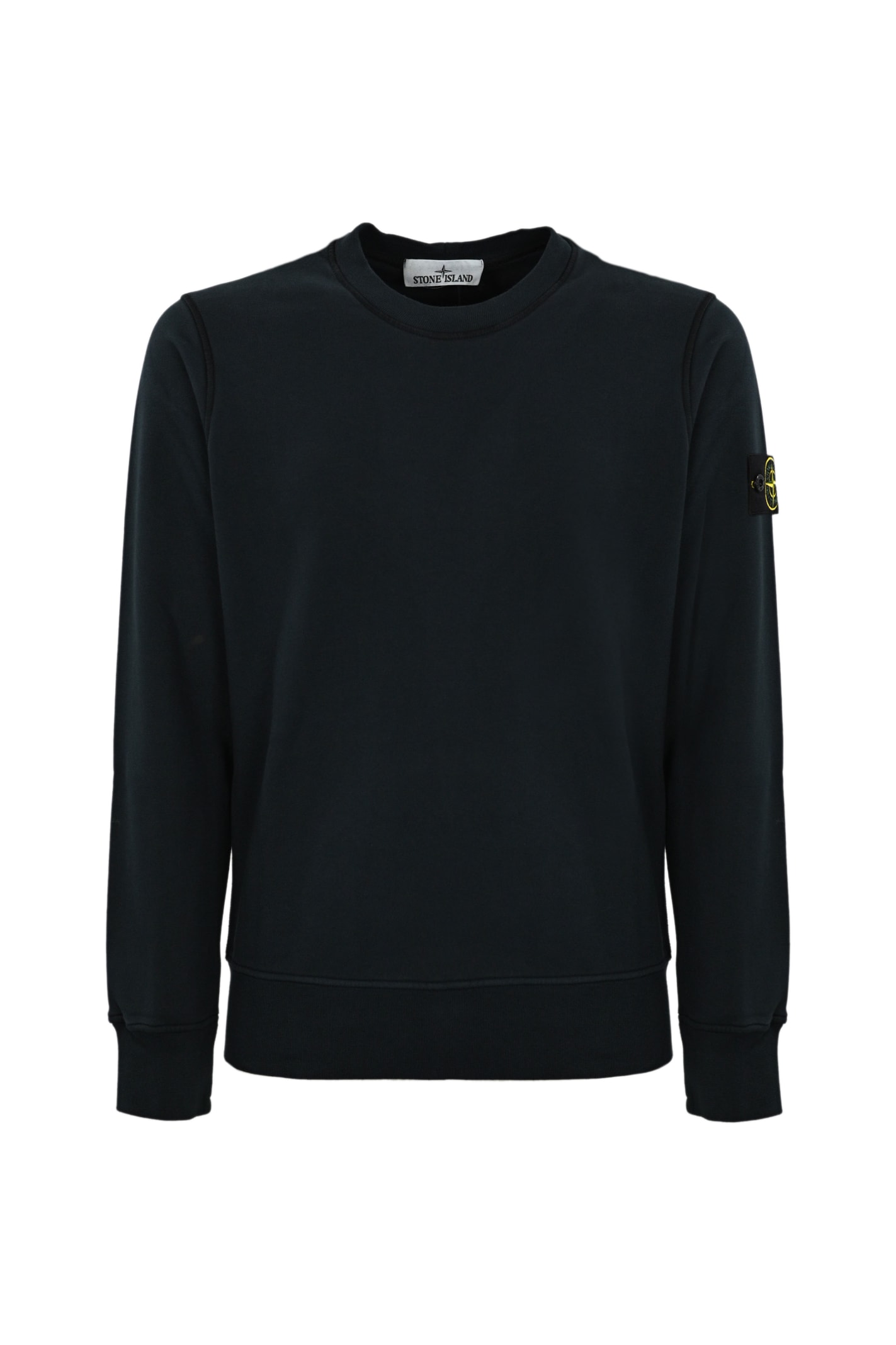 Shop Stone Island Cotton Sweatshirt 63051 In Navy Blue