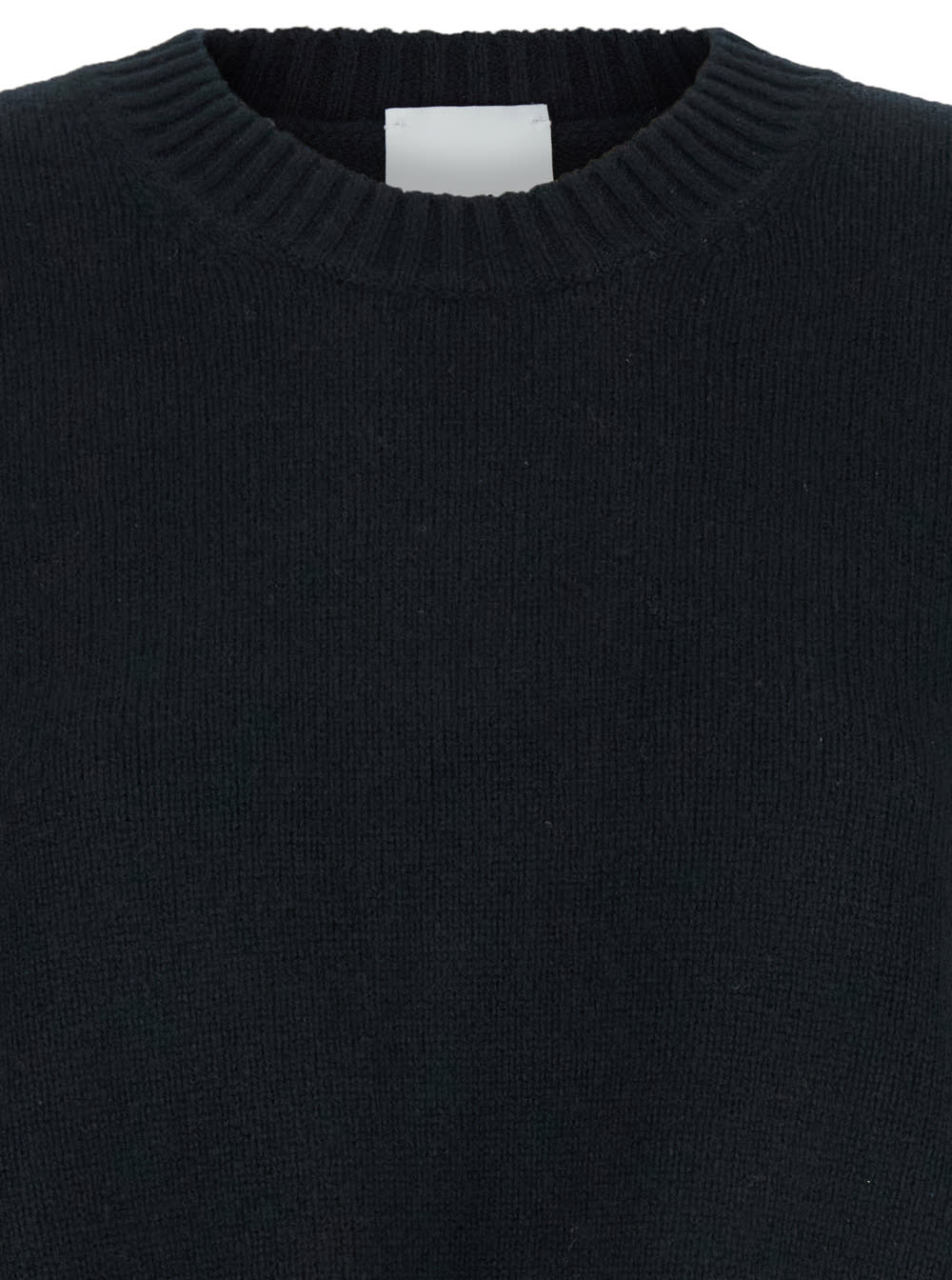 Shop Allude Black Crewneck Sweater With Dropped Shoulders In Cashmere Woman